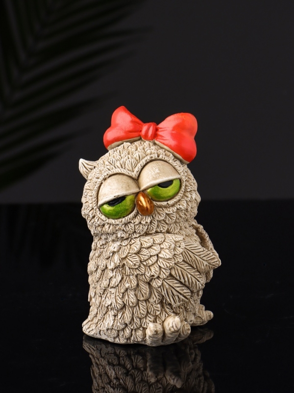 Набор фигур "4 совы на подносе" размер 20х10х10 см, бежевый