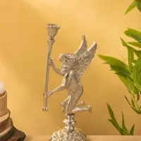 Подсвченик "Ангел мира с факелом" алюминий 35 см