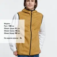 Жилет с капюшоном унисекс Gotland, горчичный, размер S