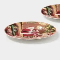 Набор тарелок новогодних &laquo;Ночь чудес&raquo;, 2 шт., d=19 см, керамика, подарочная упаковка, разноцветный