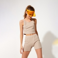 Майка укороченная женская MINAKU: Basic line цвет бежевый, р-р 46 Майка укороченная женская MINAKU: Basic line цвет бежевый, р-р 46