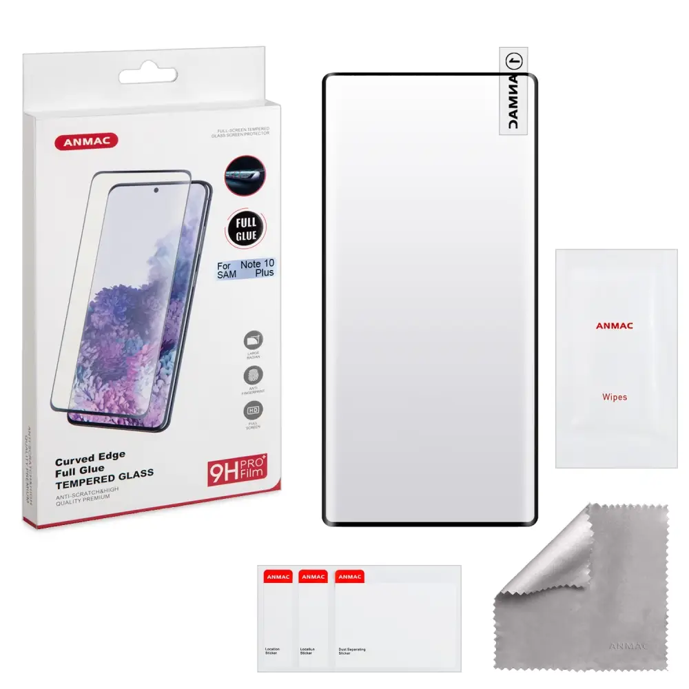 Защитное стекло Samsung Note 10 Plus Full Glue (полный клей) ANMAC Арт.1137382