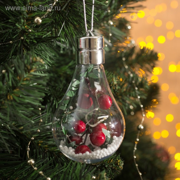 Ёлочный шар &laquo;Ягоды&raquo;, батарейки, 5 LED, свечение белое