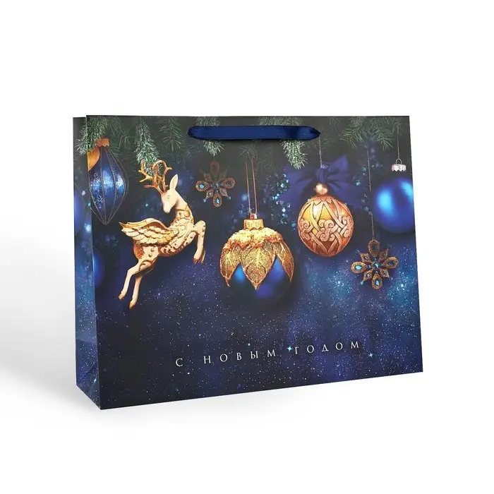 Пакет подарочный новогодний ламинированный &laquo;Стильный&raquo;, L 40 х 31 х 11.5 см