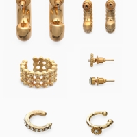 Серьги и каффы «Бублик», набор 9 шт. цвет золото Серьги и каффы «Бублик», набор 9 шт. цвет золото