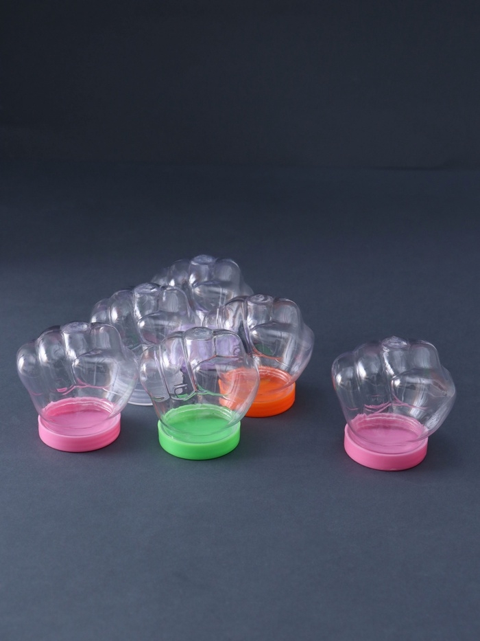 Баночка для скрапбукинга пластик "Кулак" 50 мл  набор 6 шт 5,5х4,7х5,5 см