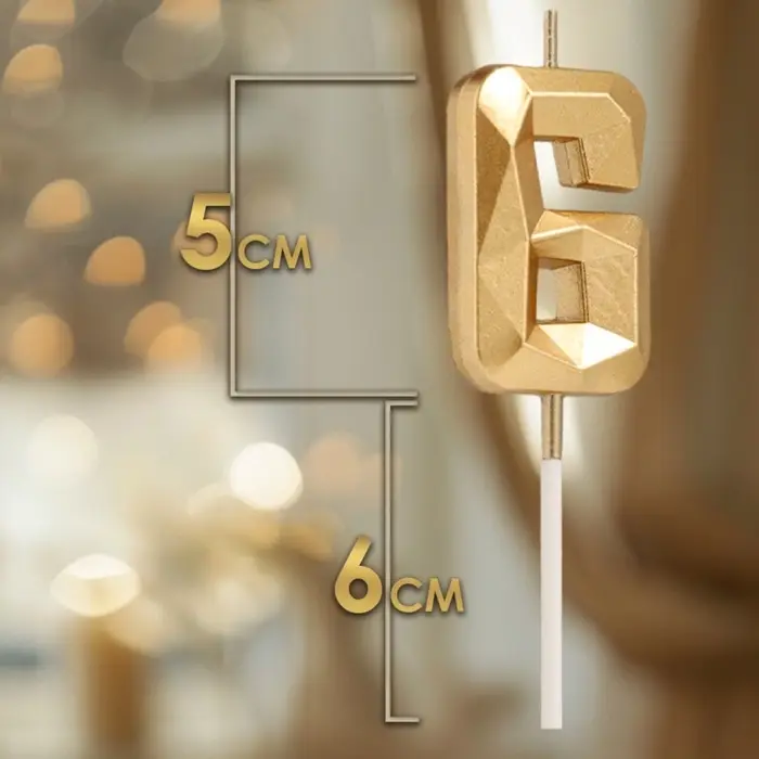 Свеча в торт на шпажке &laquo;Алмаз&raquo;, цифра 6, шампань, 5&times;2.6 см