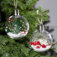 Набор ёлочных шаров &laquo;Веточки и шишки&raquo; 2 шт., батарейки, 5 LED, свечение белое