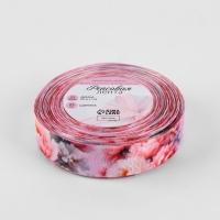Лента репсовая 25мм*25&plusmn;1ярд(23м&plusmn;1м) розовые пионы АУ