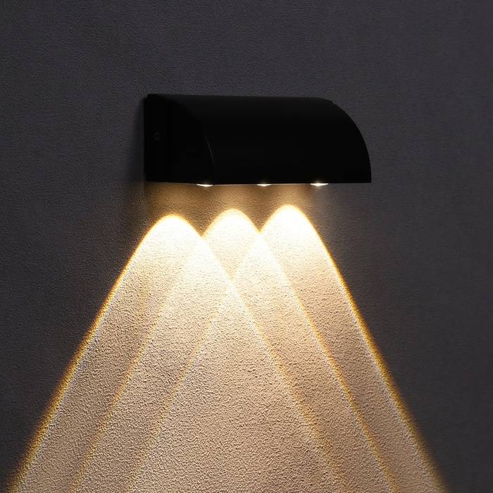 Светильник фасадный &laquo;Каскад&raquo;, FSD-093, 3 Вт, 3000К, 3 луча, IP65, 220 В, металл, черный