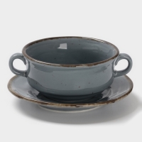 Бульонница Magistro "Alpine Frost" 250 мл 14,6х14,6х7,2 цвет синий с блюдцем