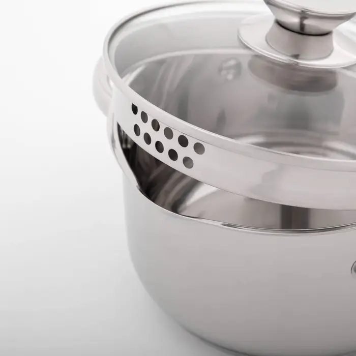 Кастрюля Magistro Klimena, 2,5 л, нержавеющая сталь, AISI - 201, крышка-дуршлаг, носик для слива, капсульное дно, индукция