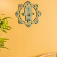 Панно "Хамса" МДФ, 30х30х1 см, цв. бежево-бирюзовый