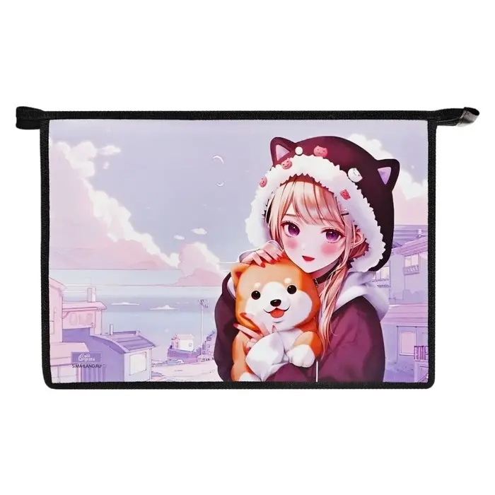 Папка для труда, А4, пластиковая, 32.5&times;23&times;10 см &laquo;Девочка с песиком&raquo;