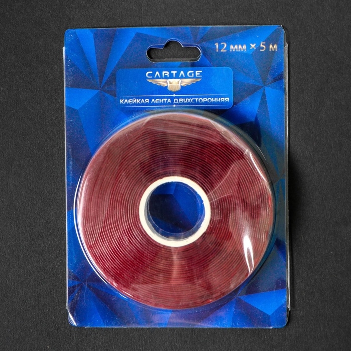 Клейкая лента TORSO, прозрачная, двусторонняя, акриловая, 12 мм &times; 5 м