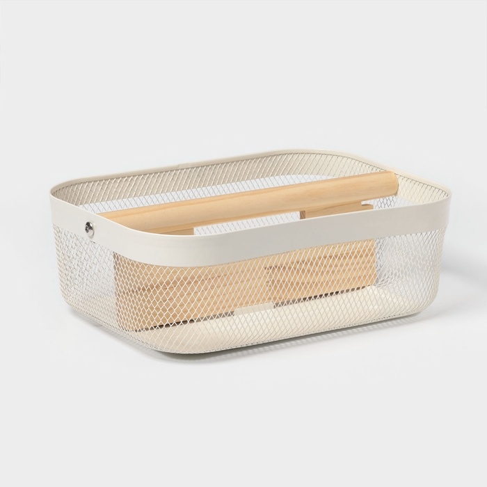 Корзинка универсальная прямоугольная "Половинки", 32,5х24,5х11,5 см, цвет белый