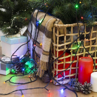 Гирлянда &laquo;Нить&raquo; 20 м, IP20, тёмная нить, 200 LED, свечение мульти, 8 режимов, 220 В