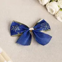 Бант праздничный &laquo;Снегопад&raquo;, сине-золотой, 14 х 10 см