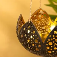 Подсвечник подвесной из кокоса &laquo;Бутон&raquo;, 14&times;14&times;10 см, чёрно-золотой