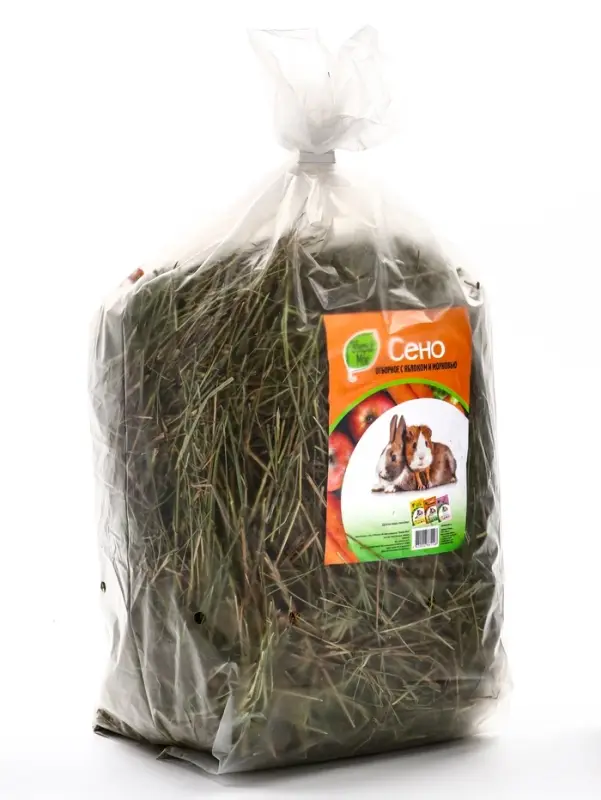 Сено луговое &laquo;Зверьё Моё&raquo;, отборное, ароматное, зеленое, без пыли яблоко, морковь, 500 г