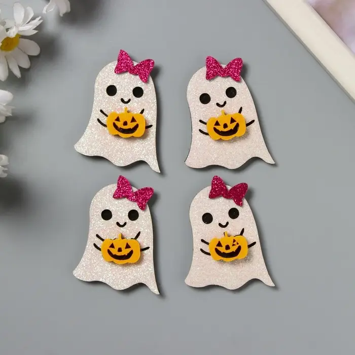 Декор для творчества войлок блеск "Приведение с тыквой" 5,5х4,5 см