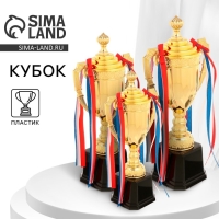 Кубок 180B, наградная фигура, золото, подставка пластик, триколор, 38,5 &times; 15 &times; 8 см.
