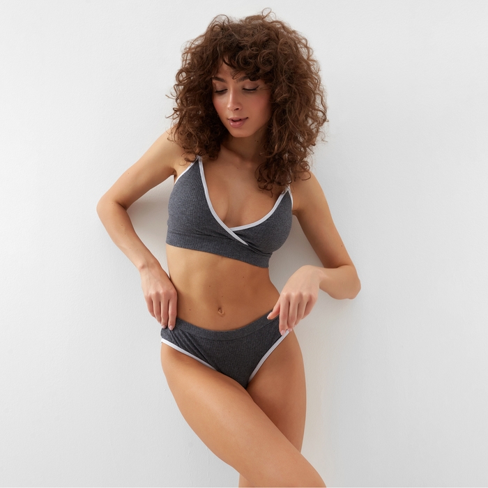 Комплект женский (топ, трусы) цвет темно-серый, размер 42-44 Комплект женский (топ, трусы) цвет темно-серый, размер 42-44