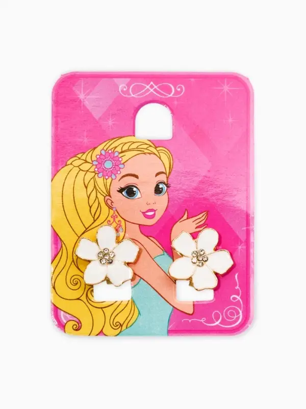 Клипсы детские "Выбражулька" цветок, цвет белый в золоте