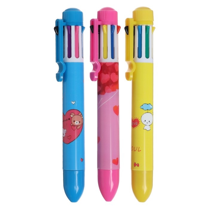 Ручка шариковая Calligrata, автоматическая, 8-ми цветная, МИКС