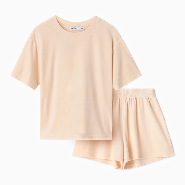 Костюм женский (футболка и шорты) KAFTAN Plushy размер 40-42, молочный Костюм женский (футболка и шорты) KAFTAN Plushy размер 40-42, молочный