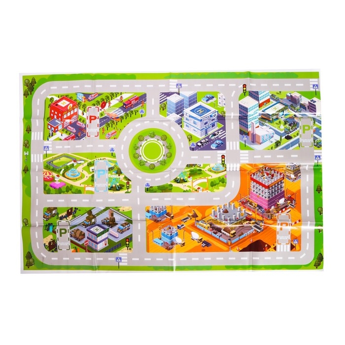 Набор игровой &laquo;Строительная техника&raquo;, машинки 12 штук, дорожные знаки, игровое поле