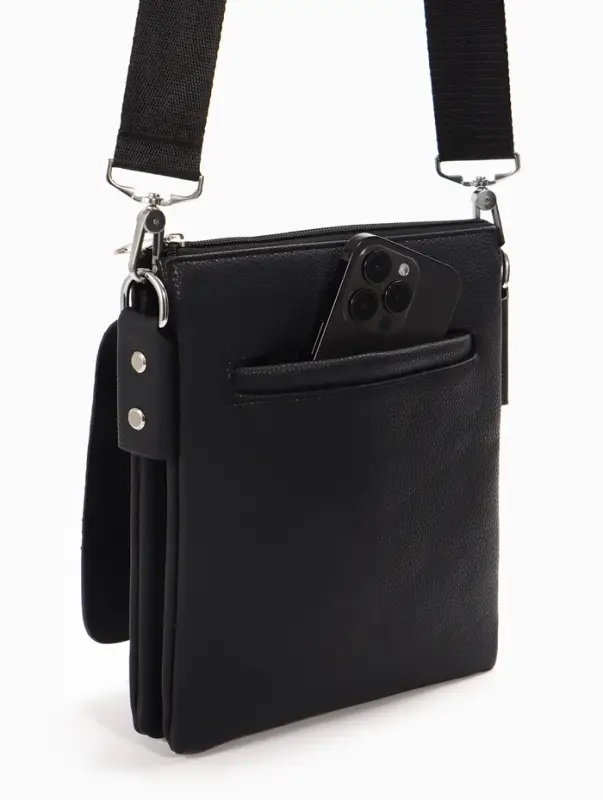 Сумка планшет муж, 19*2*23, 2 отд на молнии,  н/карм, длин рег ремень, черный