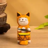 Сувенир &laquo;Кот барабанщик&raquo;, 3.5&times;5.5&times;8 см, дерево, МИКС