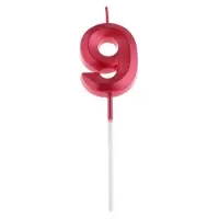 Свеча в торт на шпажке &laquo;Цифра 9&raquo;, красная, 5 см