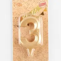 Свеча в торт &laquo;Цифра 3&raquo;, золотая, 6.5 см