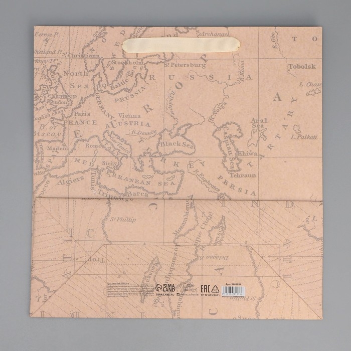 Пакет подарочный крафтовый квадратный, упаковка, &laquo;Весь мир твой&raquo;, 30 х 30 х 12 см