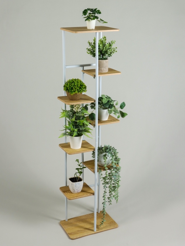 Подставка для цветов Greengo, 8 полок, 36 &times; 23 &times; 136 см, напольная, каркас металл, полки МДФ, белая