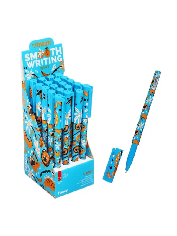 Ручка шариковая масляная 0.7 мм, корпус софттач с рисунком &laquo;Vinson&raquo; синяя