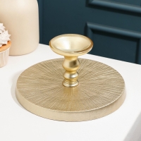 Блюдо сервировочное для торта &laquo;Кувшинка&raquo;, d=21 см, на ножке, цвет золотой