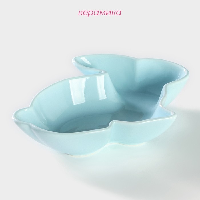 Блюдо керамическое сервировочное глубокое Доляна &laquo;Милашки. Зайка&raquo;, 300 мл, 17,5&times;12,6&times;4 см, цвет голубой