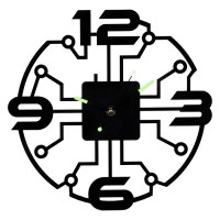 Часы настенные из металла "Микросхема", бесшумные, d-40 см, светящиеся, АА Часы настенные из металла "Микросхема", бесшумные, d-40 см, светящиеся, АА