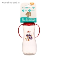 Бутылочка для кормления &laquo;Енотик Тобби&raquo;, классическое горло, приталенная форма, с ручками, 250 мл., от 0 мес., цвет красный