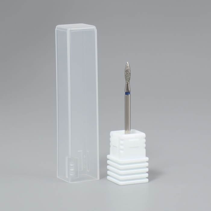 Фреза алмазная для маникюра &laquo;Пламя&raquo;, средняя зернистость, 2,5 &times; 10 мм, в пластиковом футляре