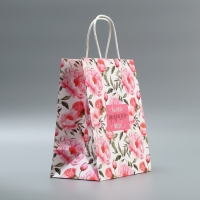 Пакет подарочный крафтовый, упаковка, &laquo;Самого прекрасного&raquo;, цветы, 22 х 25 х 12