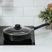 Сотейник Promo, 2.8 л, d=24 см, стеклянная крышка, антипригарное покрытие, алюминий, чёрный