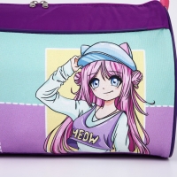 Сумка детская спортивная для девочки «Аниме», 40х21х24см, цвет сиреневый Сумка детская спортивная для девочки «Аниме», 40х21х24см, цвет сиреневый