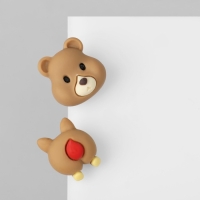 Серьги пластик &laquo;Мишка&raquo; хвост-сердечко, цветные в серебре