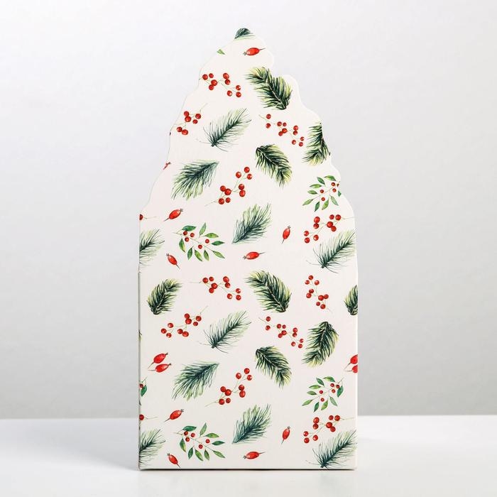 Коробка новогодняя для мини-букетов &laquo;С новым годом&raquo;, снегири, 12 х 17 х 10 см, Новый год