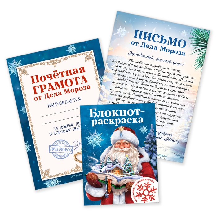 Подарочный набор новогодний, письмо от Деда Мороза, блокнот-раскраска, грамота &laquo;Новогодняя сказка&raquo;