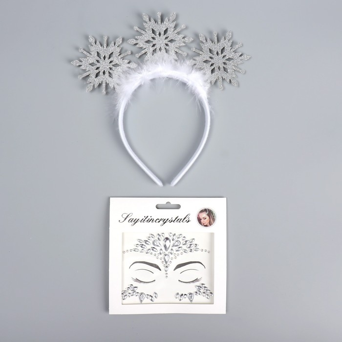 Новогодний карнавальный набор &laquo;Снежная принцесса&raquo;  (ободок + стразы), виды МИКС, на новый год